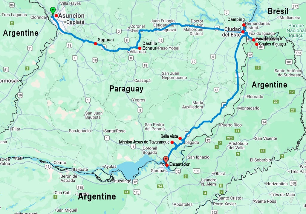 Paraguay seconde partie
Carte du parcours