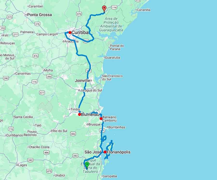 Santa Catarina et Paranagua
Notre parcours