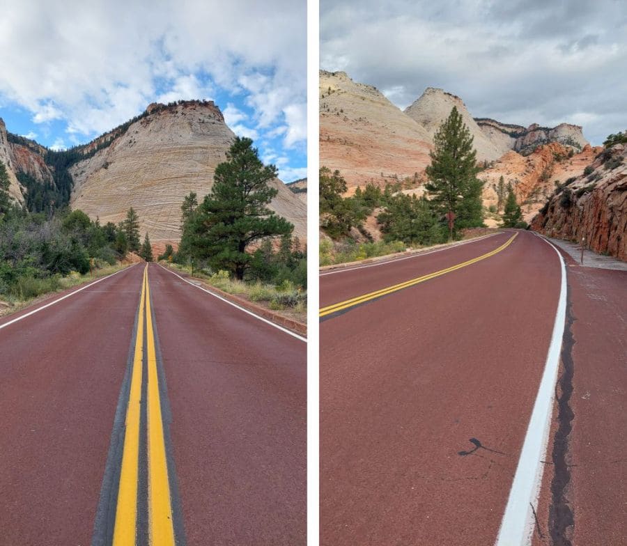 Les routes du Parc Zion sont assorties au paysage